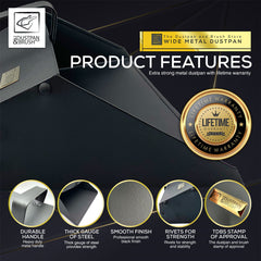 Strong Trade Metal Thick Gauge Heavy Duty 350mm Black Dustpan - LIFETIME WARRANTY