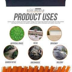 Metal Dustpan and Brush Set, Stiff PVC Brush. Strong Metal Dust Pan