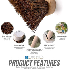 10" Stiff Bassine Broom and Wooden Handle