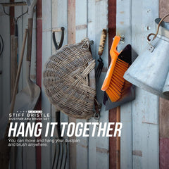 Metal Dustpan and Brush Set, Stiff PVC Brush. Strong Metal Dust Pan