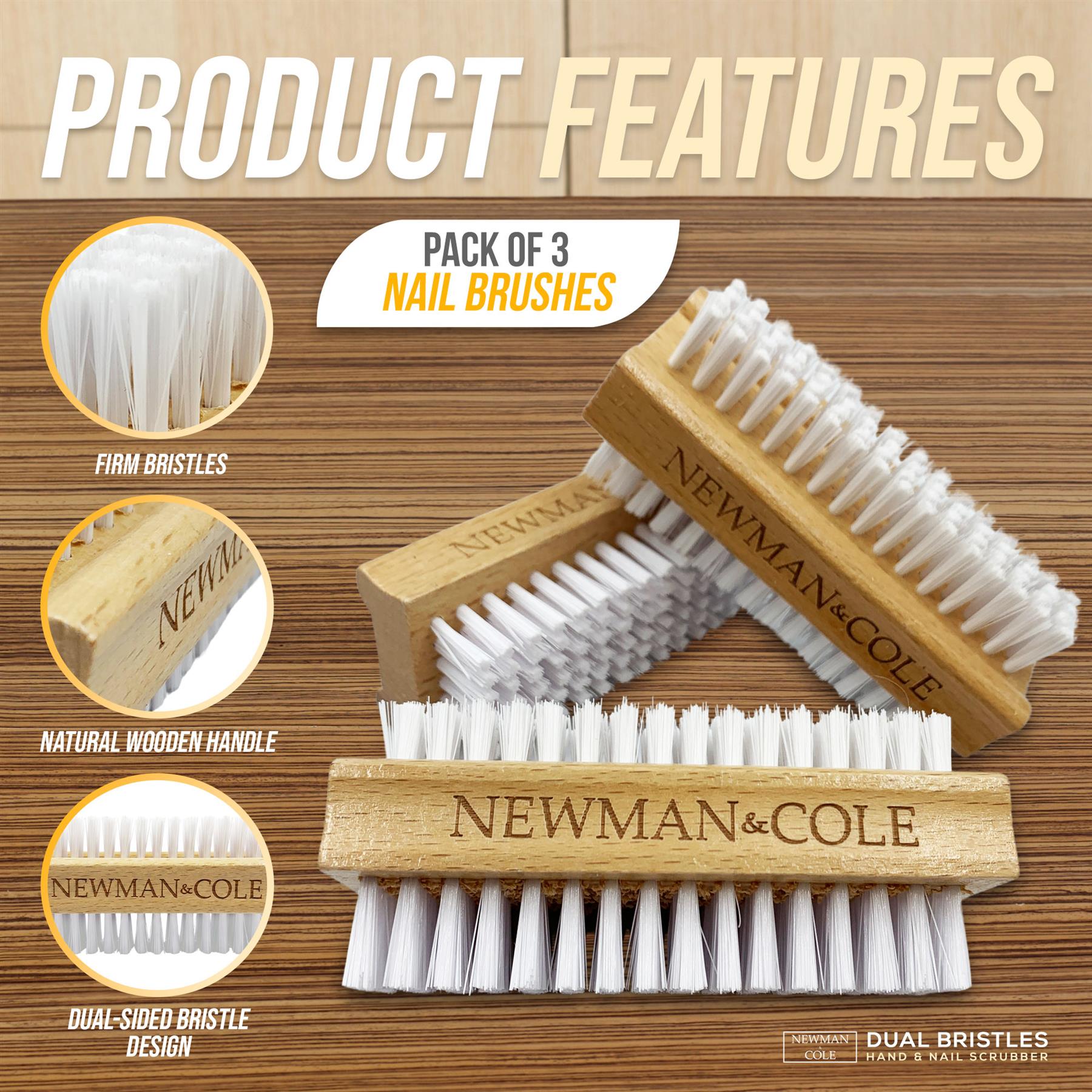 Newman and Cole Wooden Nail Brush - Pack of 3 - The Dustpan and Brush Store