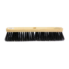 18" Newman and Cole Stiff PVC Broom Head with Hole and Wooden Handle