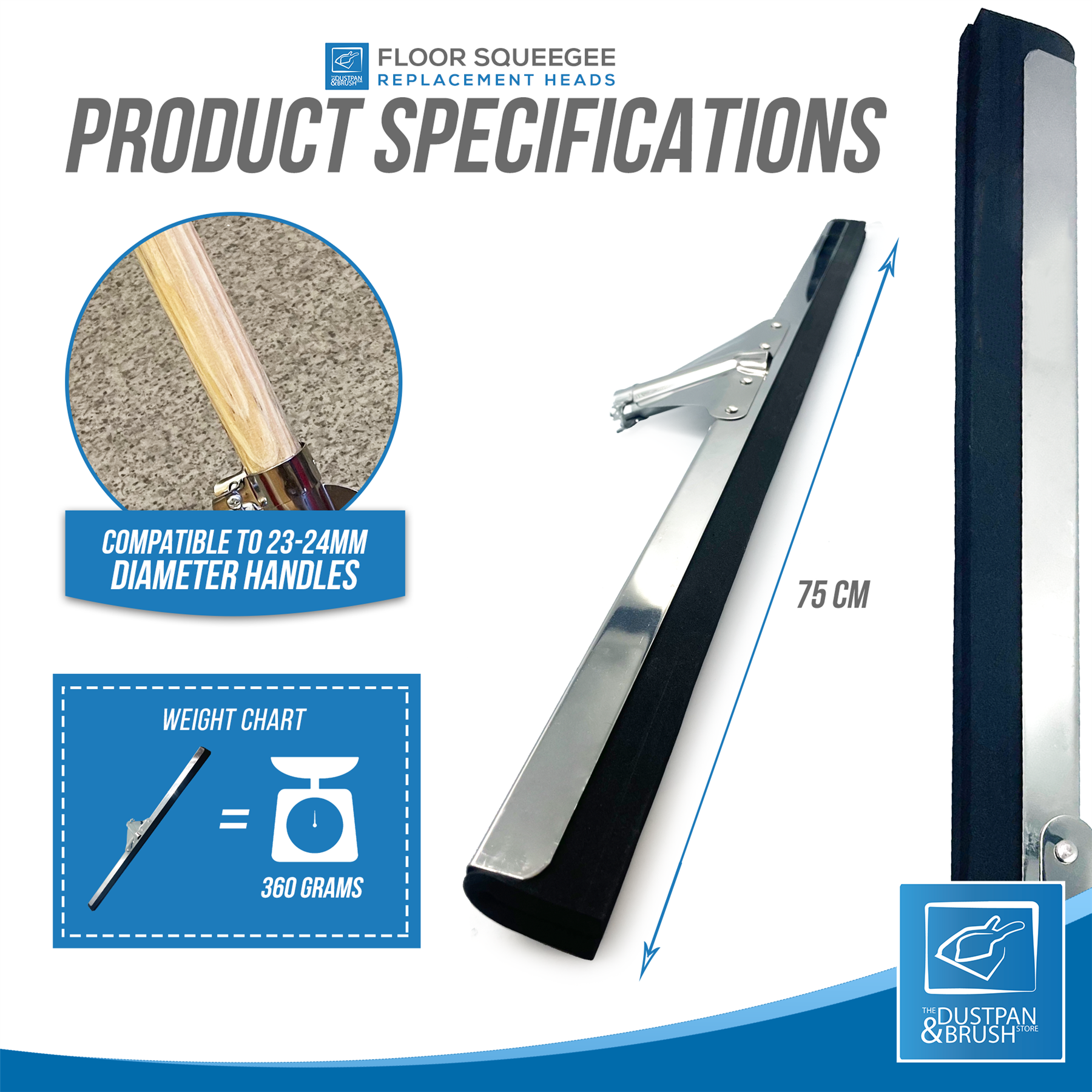 30" Black Moss Foam Floor Squeegee Blade - The Dustpan and Brush Store