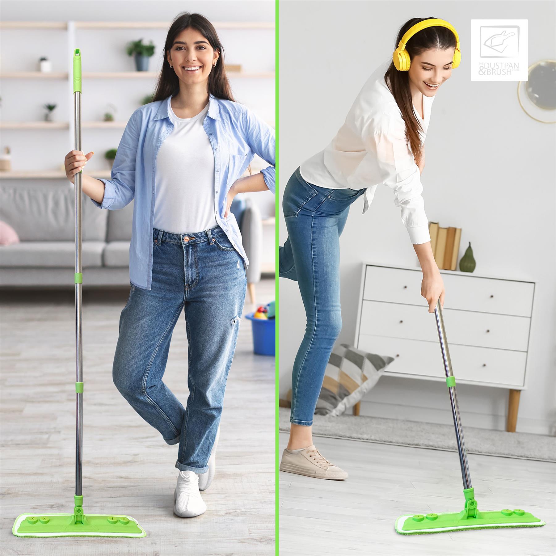 Microfibre Flat Mop for Laminate Wood & Hard Floors - The Dustpan and Brush Store