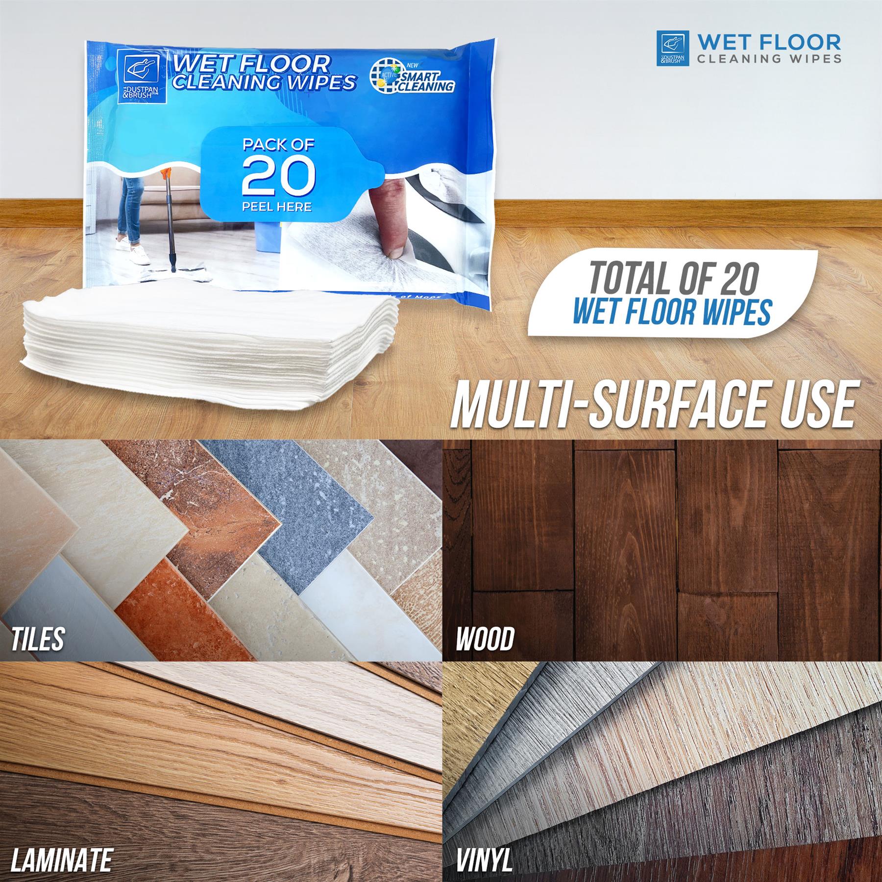 Wet Floor Cleaning Wipes – Disposable Multi-Surface Wipes - The Dustpan and Brush Store