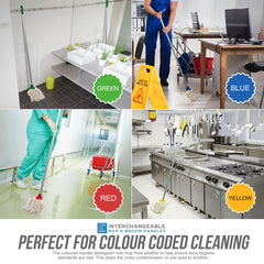 Blue Aluminium Colour Coded Screw Fit Metal Hygiene Brush Mop Handle