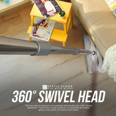 Static Floor Mop with 2 Packs of 50 Dry Wipes