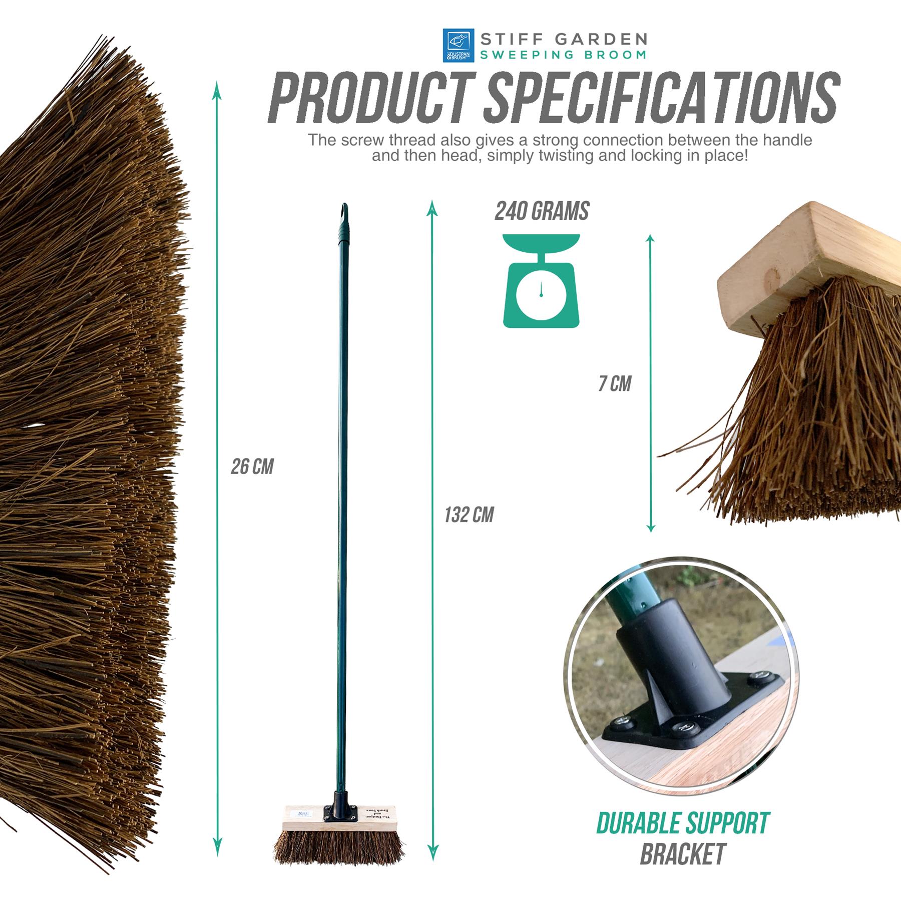 10" Stiff Bassine Broom with Metal Handle – Outdoor Yard Brush products specifications