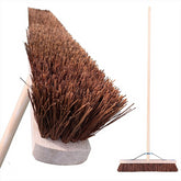 24" Newman and Cole Natural Stiff Bassine Broom Head with 4ft6 Handle and Metal Stay