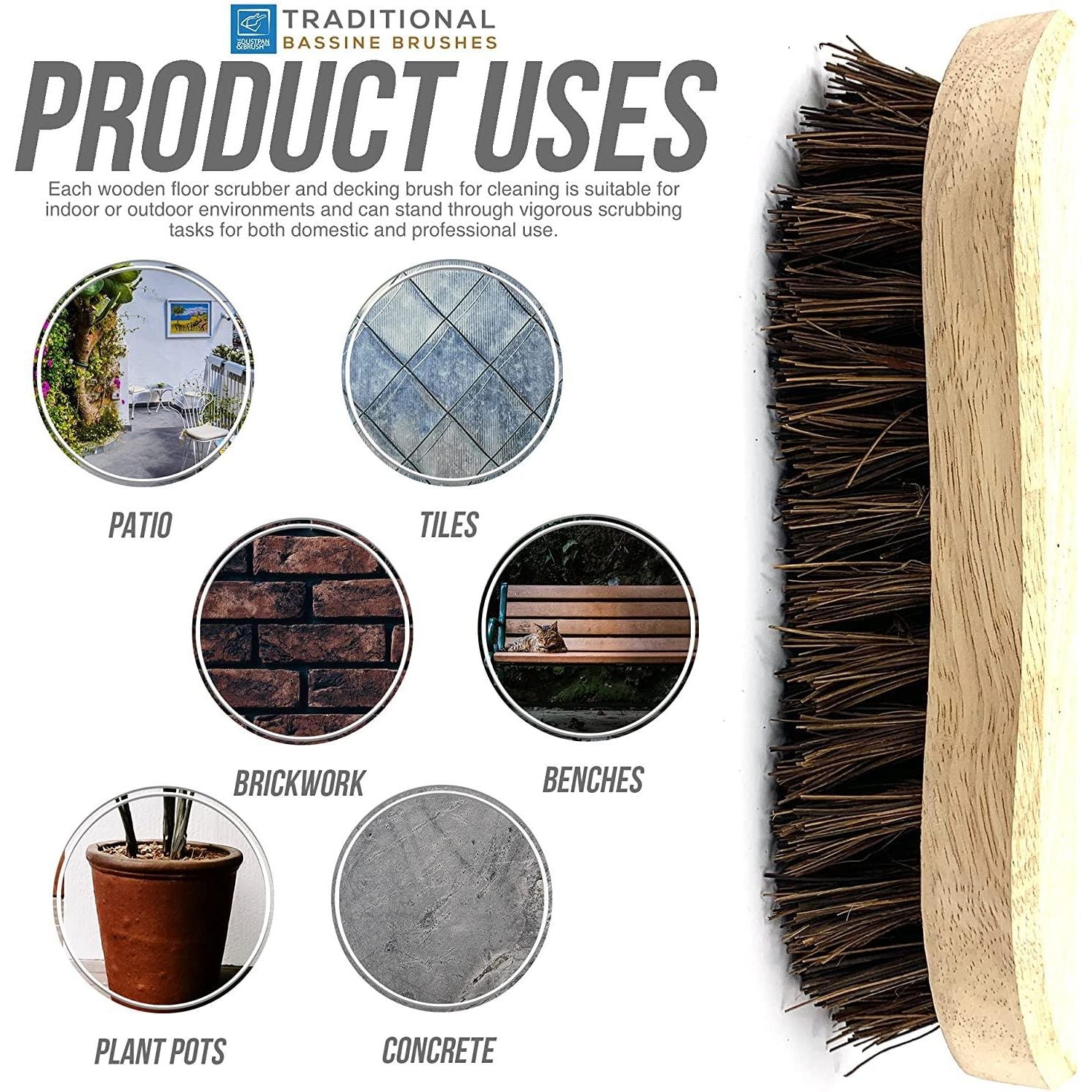 Traditional Wooden Scrubbing Brush - Pack of 2 - The Dustpan and Brush Store