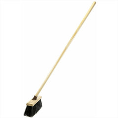 13" Newman and Cole Stiff PVC Flat Broom Head with Plastic Socket and Wooden Handle