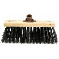 13" Newman and Cole Stiff PVC Flat Broom Head with Plastic Socket and Wooden Handle
