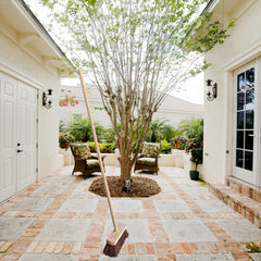 10" Stiff Bassine Broom and Wooden Handle