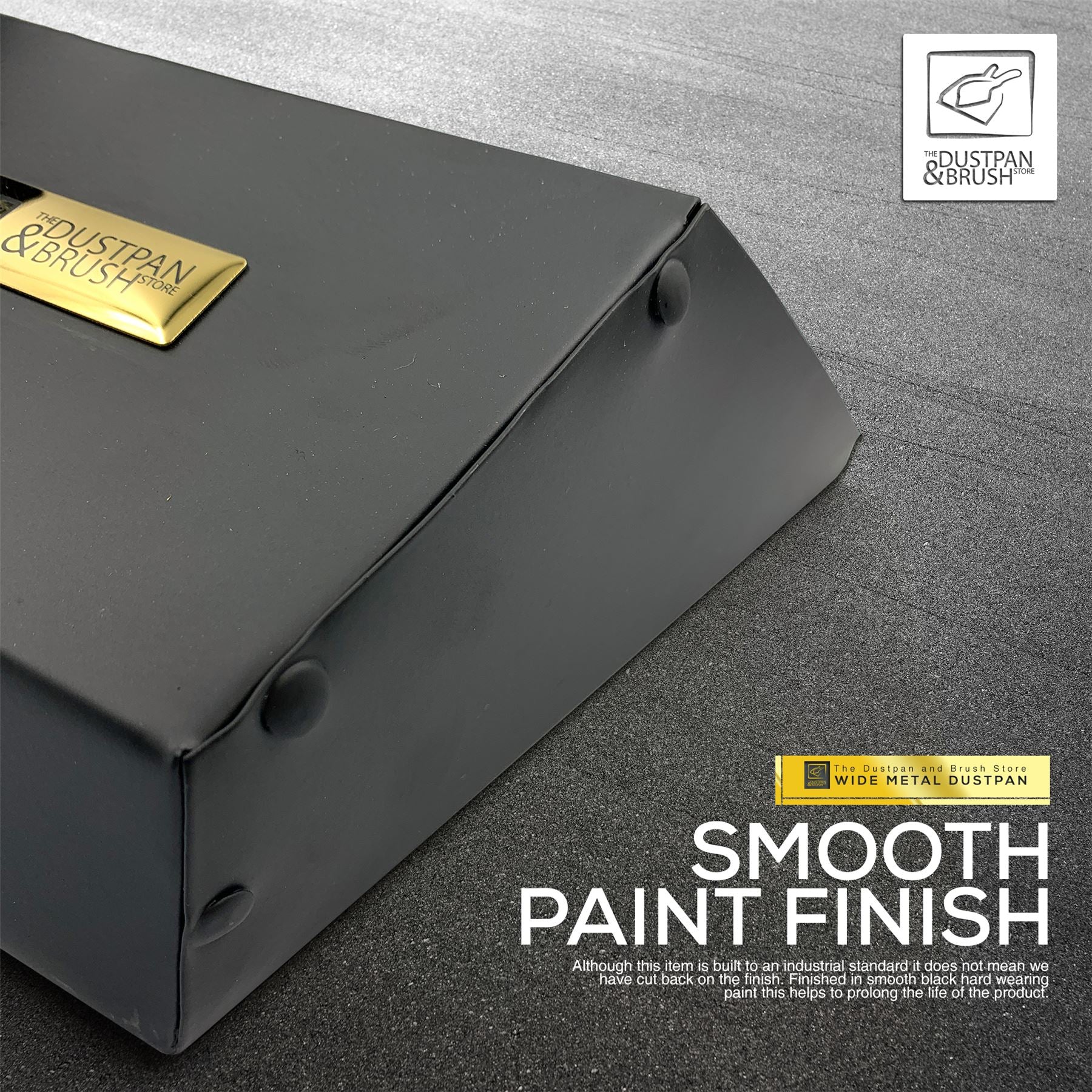 Strong Trade Metal Thick Gauge Heavy Duty 350mm Black Dustpan - LIFETIME WARRANTY - The Dustpan and Brush Store