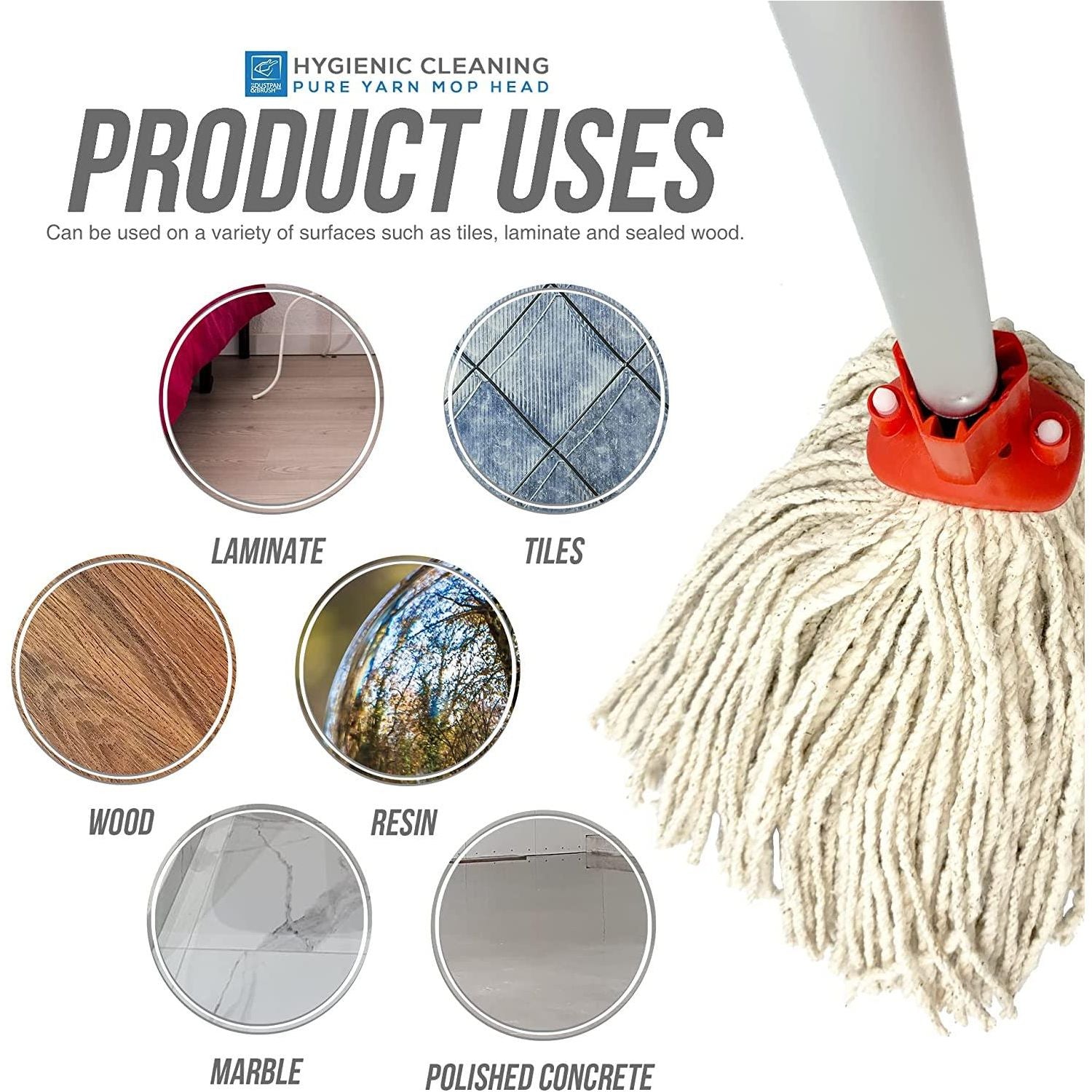 Colour Coded Red Cotton Mop Head 12PY - product uses