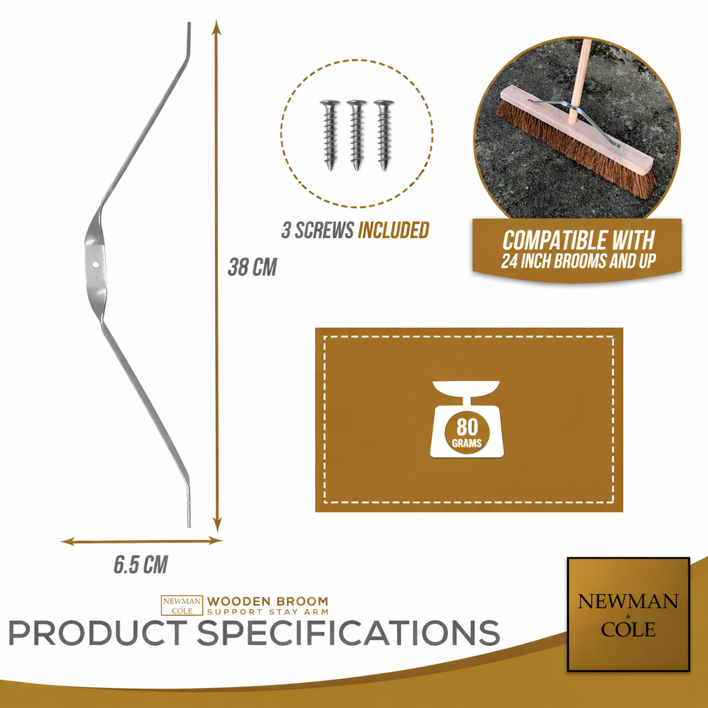 Metal Broom Support Stay Bracket Arm for Platform Brooms – 35cm - The Dustpan and Brush Store