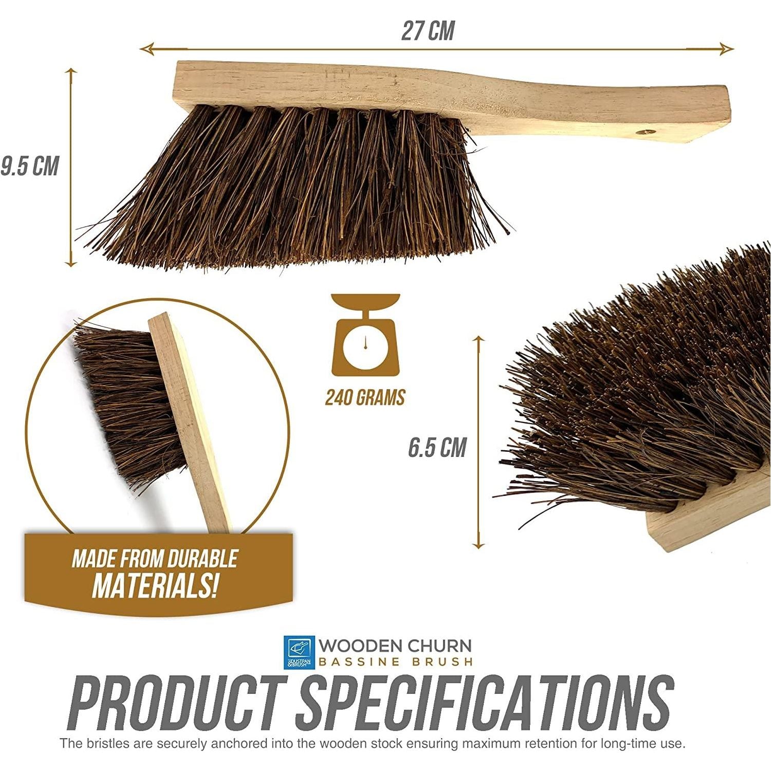 Traditional Wooden Churn Brush - The Dustpan and Brush Store