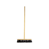 18" Newman and Cole Stiff PVC Broom Head with Hole and Wooden Handle