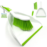 Deluxe Dustpan and Brush Set Green | Soft Grip Hand Brush