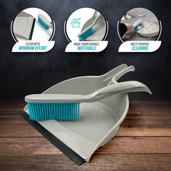 Rubber Dustpan and Brush Set - Perfect For Cleaning Pet Hairs and Sweeping Carpets