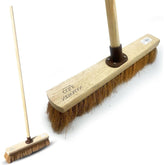 18" Newman and Cole Natural Soft Coco Broom Head with Hole and Wooden Handle