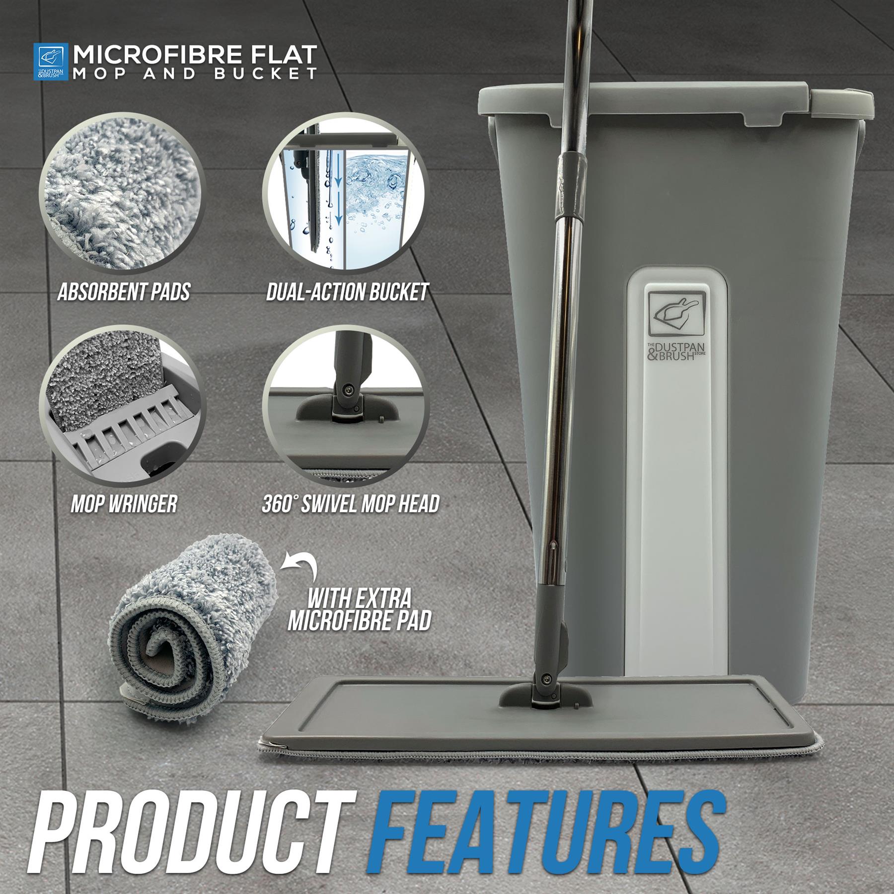 Magic Wash & Dry Flat Mop and Bucket Set – Compact Floor Cleaning - The Dustpan and Brush Store