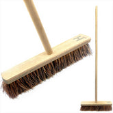 18" Stiff Natural Bassine Broom Head with Strong Wooden Brush Handle
