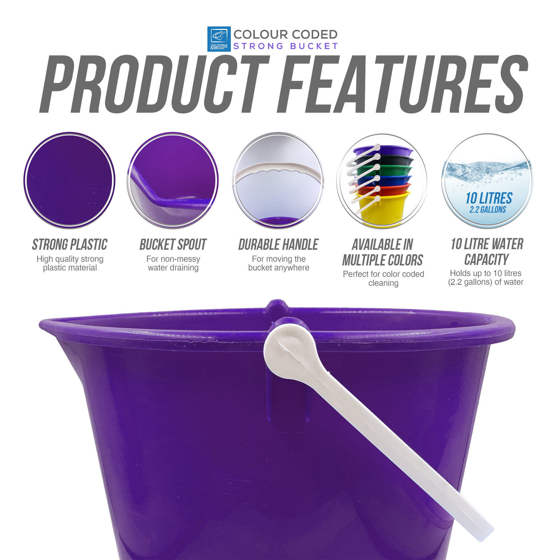 10L Purple Bucket - The Dustpan and Brush Store