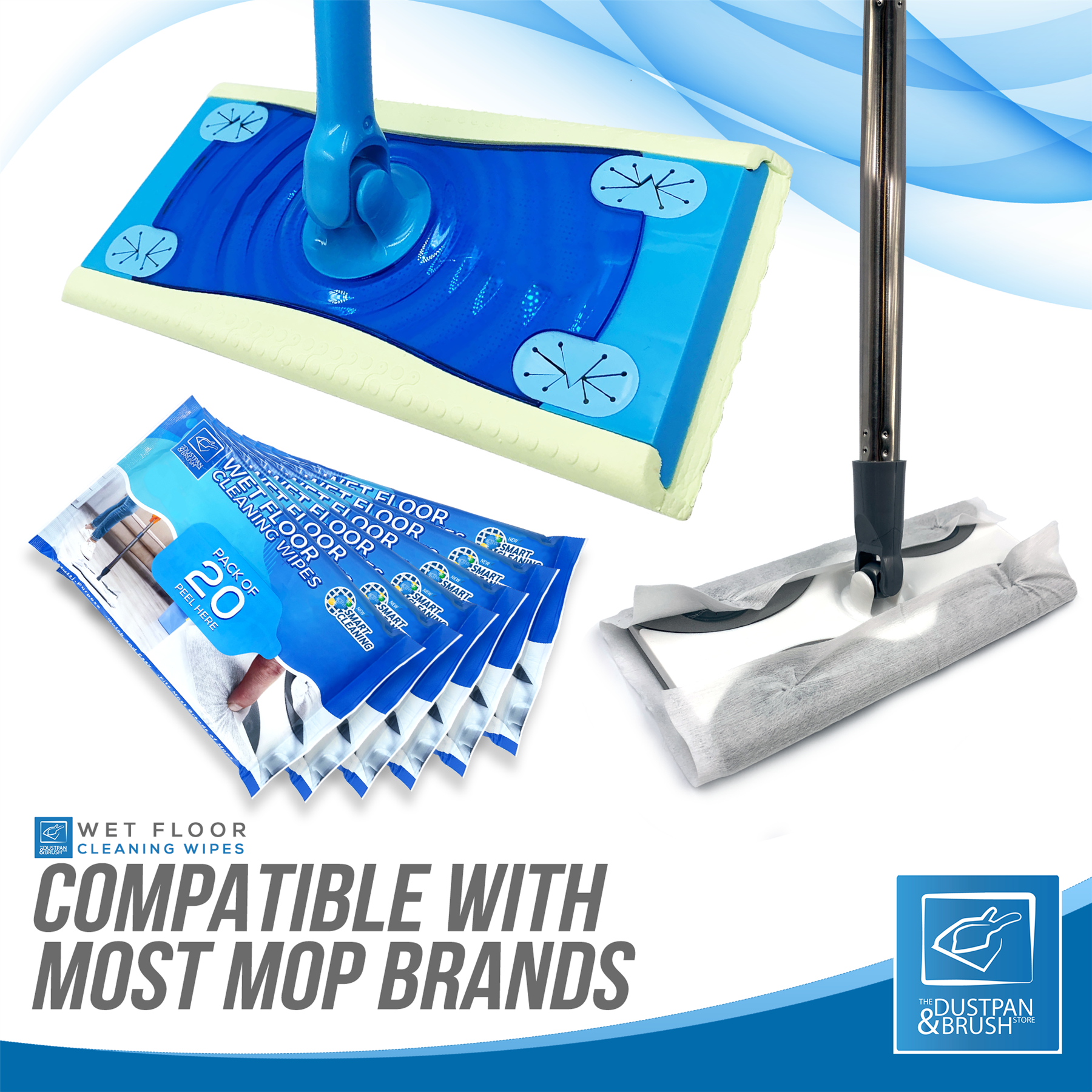 120 Wet Floor Cleaning Wipes - 6 Packs of 20 - The Dustpan and Brush Store