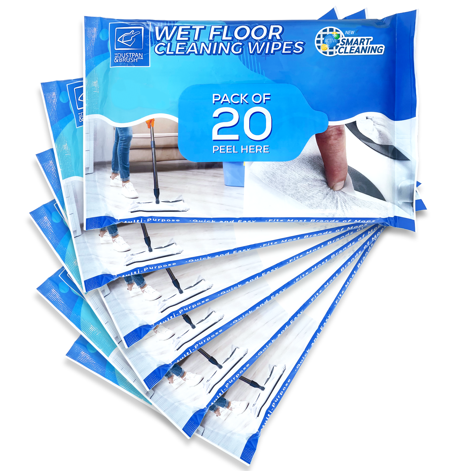 120 Wet Floor Cleaning Wipes - 6 Packs of 20 - The Dustpan and Brush Store