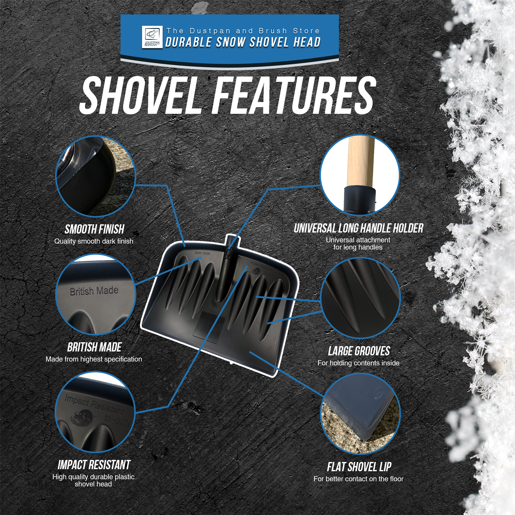 Plastic Snow Shovel Scoop Head - The Dustpan and Brush Store