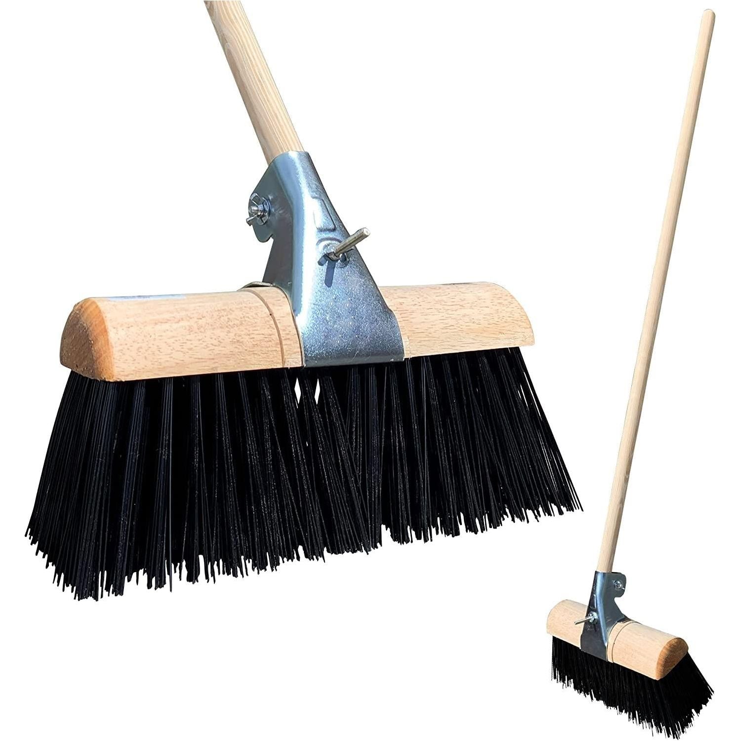 13" Newman and Cole Synthetic Saddle Broom Head with Bracket & Handle - The Dustpan and Brush Store