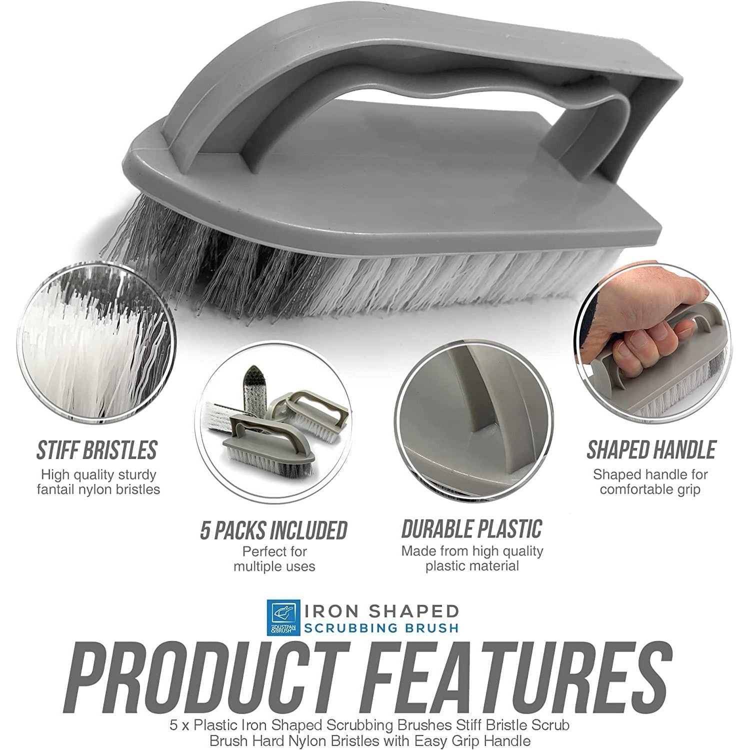 Value Silver Plastic Scrubbing Brush - Pack of 5 - The Dustpan and Brush Store