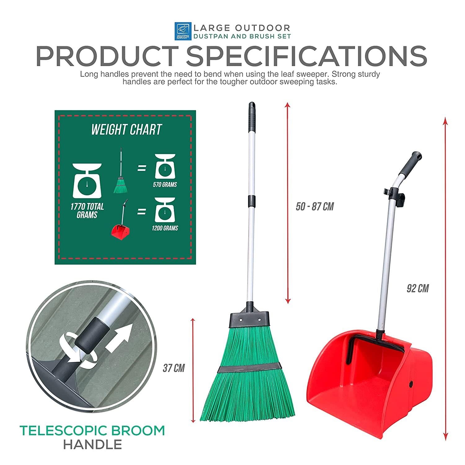 Long Handled Garden Dustpan and Brush Set - The Dustpan and Brush Store