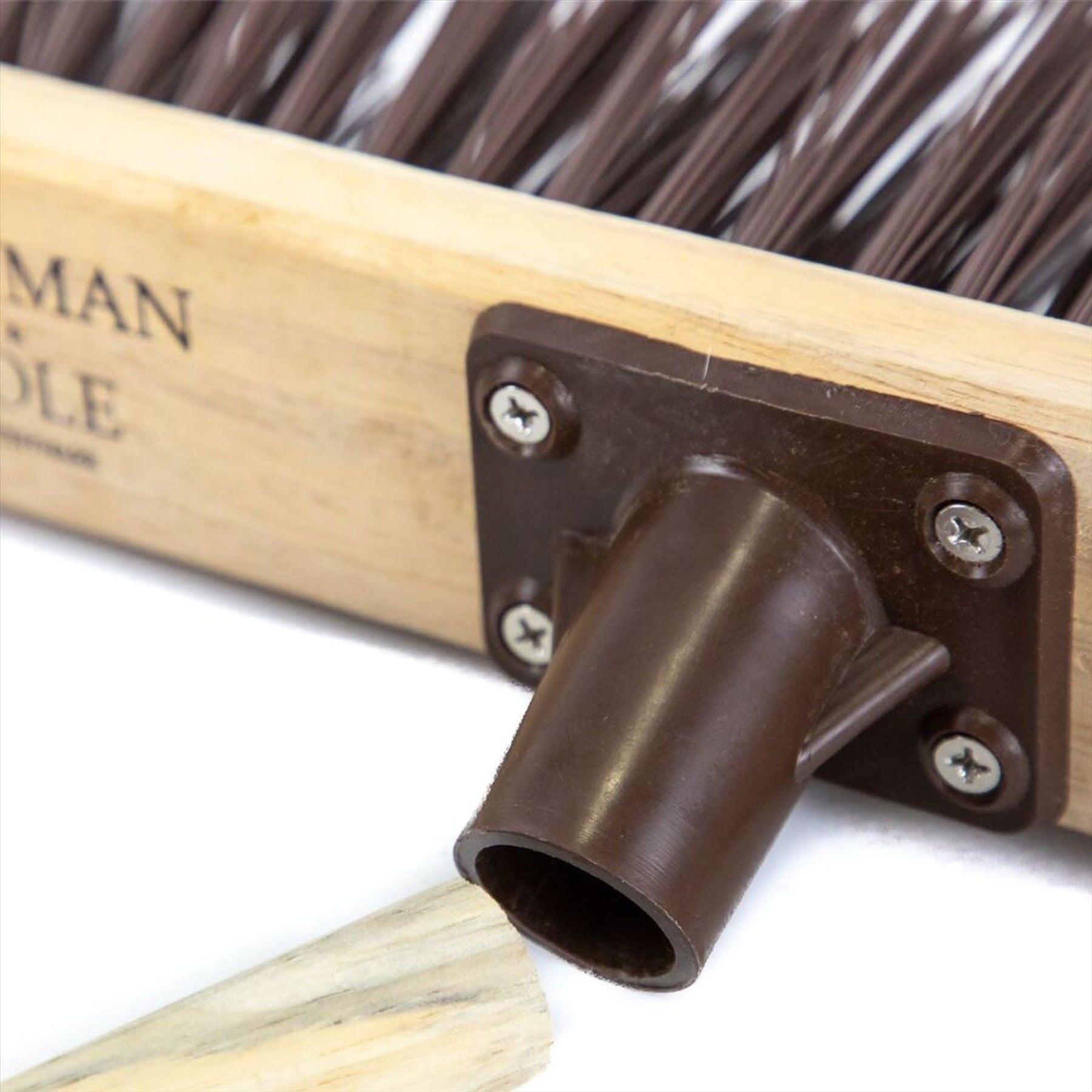 Newman and Cole 12" Stiff Synthetic Broom Head with Plastic Bracket Supplied with Handle - The Dustpan and Brush Store