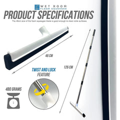 Floor Squeegee with 4 Piece Stainless Steel Handle