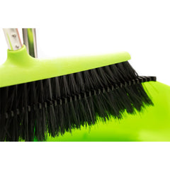 Long Multi Section Handle Dustpan and Brush Set - Green