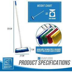 Colour Coded Blue Broom Head & Handle