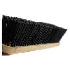 18" Newman and Cole Stiff PVC Broom Head with Hole and Wooden Handle