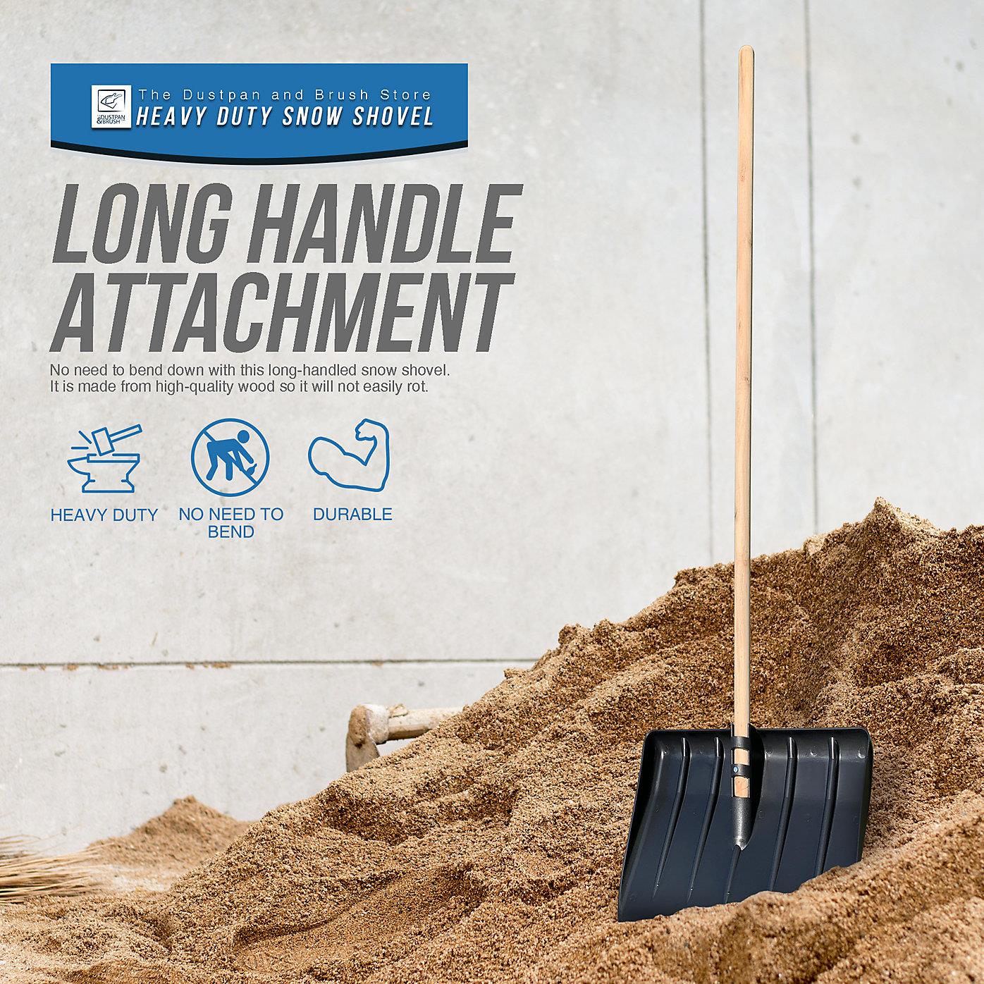 Plastic Snow Scoop Shovel with Wooden Handle – 44cm Snow Shovel - The Dustpan and Brush Store