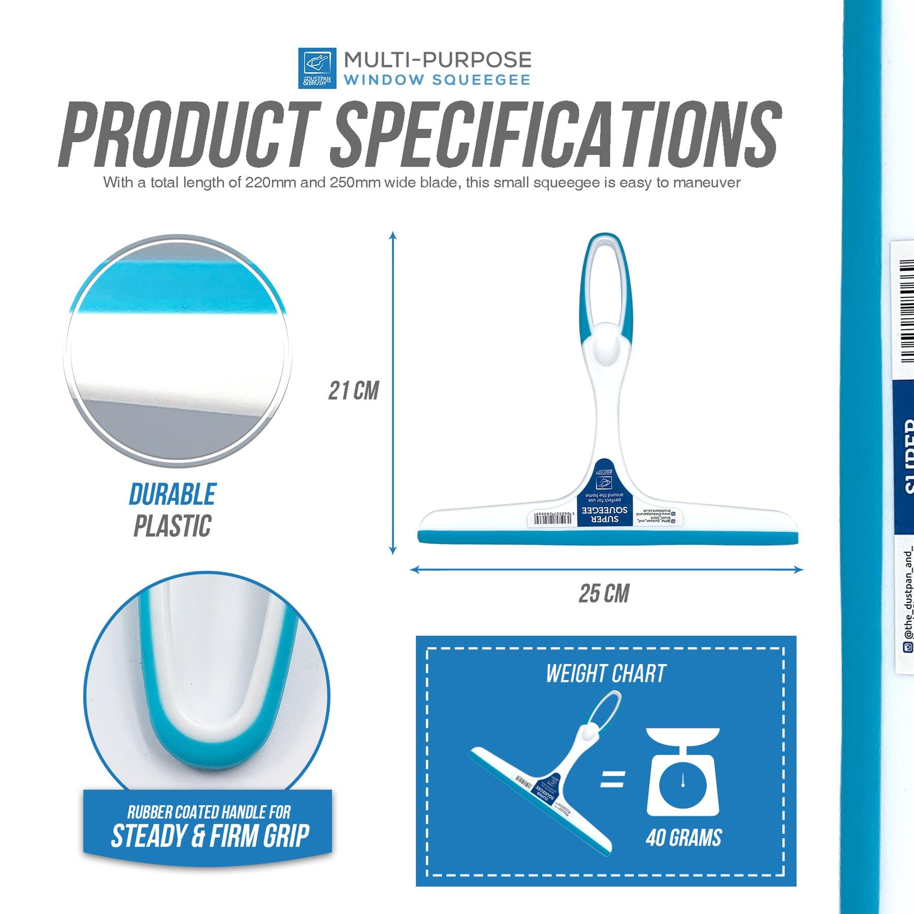 Window Squeegee Blade Shower Screen Washer Glass Cleaning Wiper Rubber - The Dustpan and Brush Store