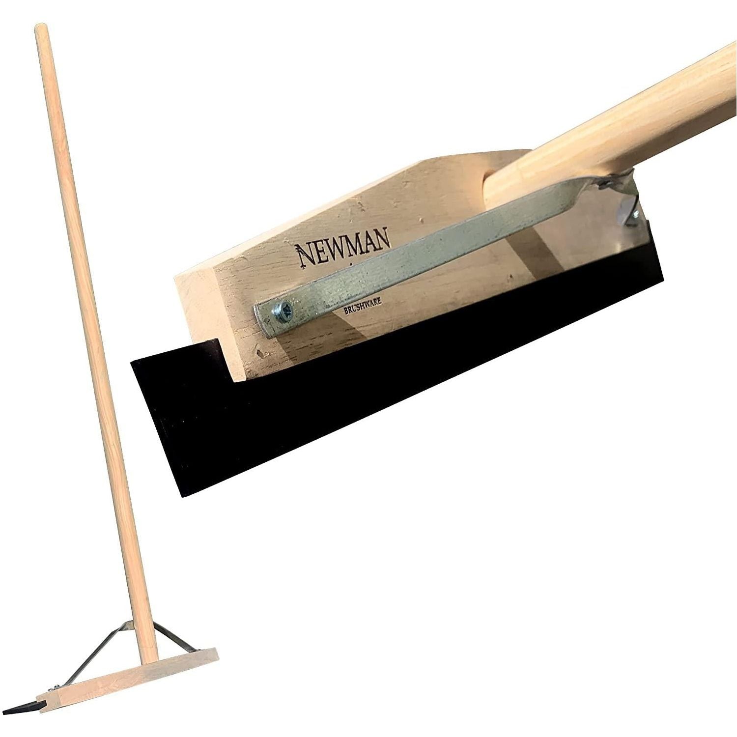 18" Newman and Cole Wooden Floor Squeegee with 1 1/8 Taper Handle - The Dustpan and Brush Store