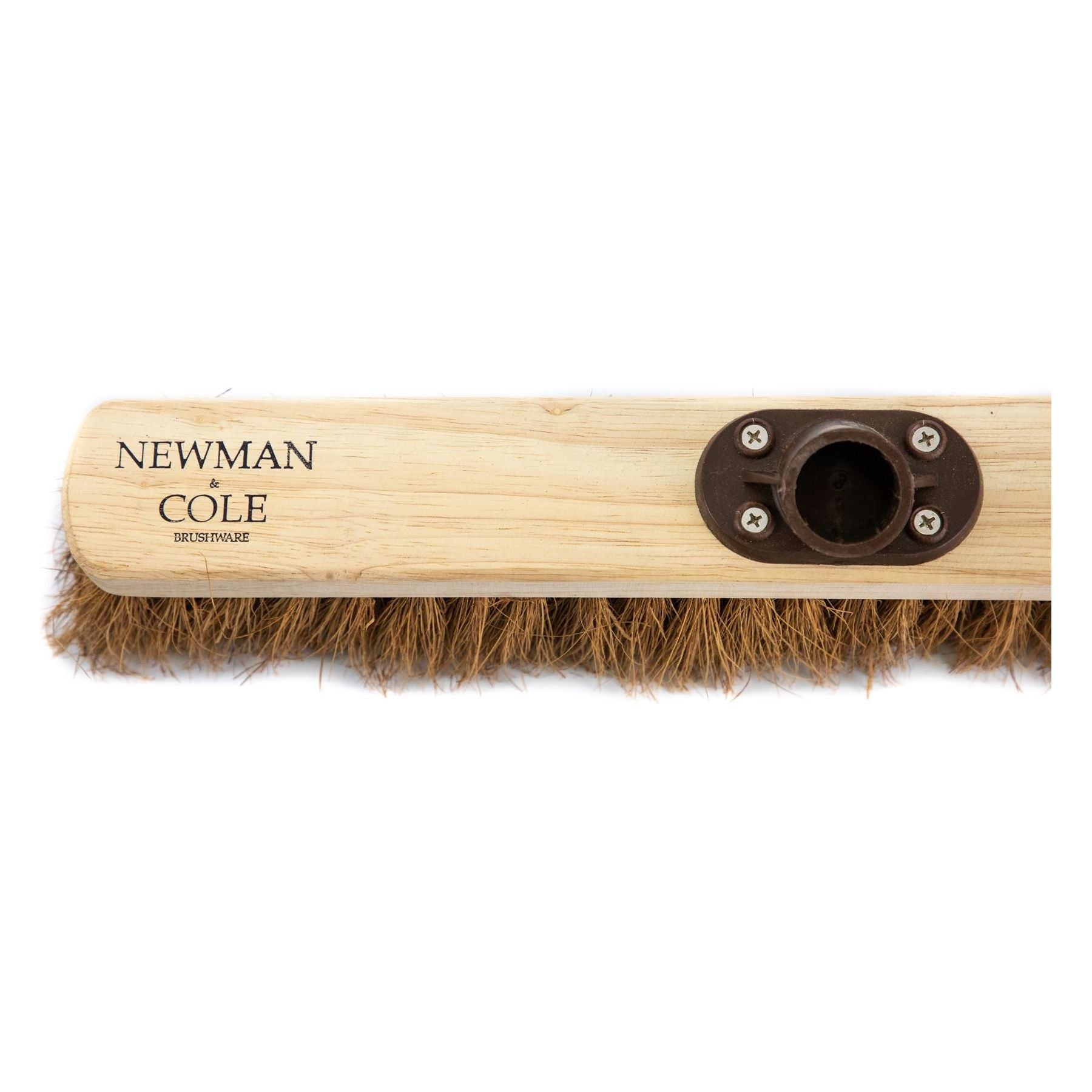 18" Newman and Cole Natural Soft Coco Broom Head with Plastic Socket - The Dustpan and Brush Store