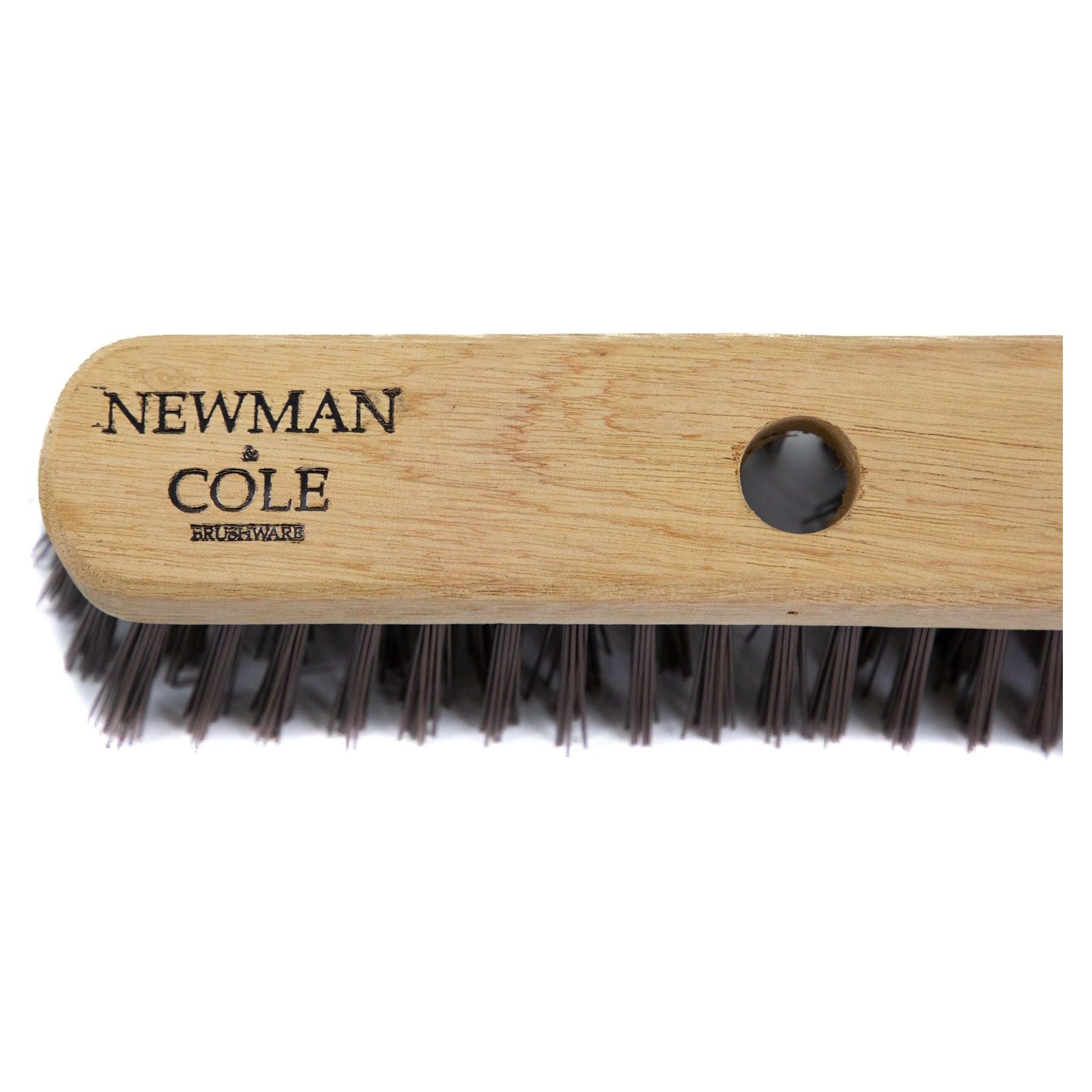 10" Newman and Cole Stiff PVC Broom Head with Hole and Wooden Handle - The Dustpan and Brush Store