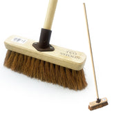 10" Newman and Cole Natural Soft Coco Broom Head with Plastic Socket and Wooden Handle