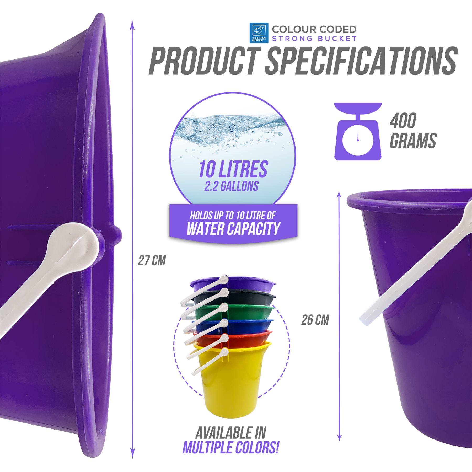 10L Purple Bucket - The Dustpan and Brush Store