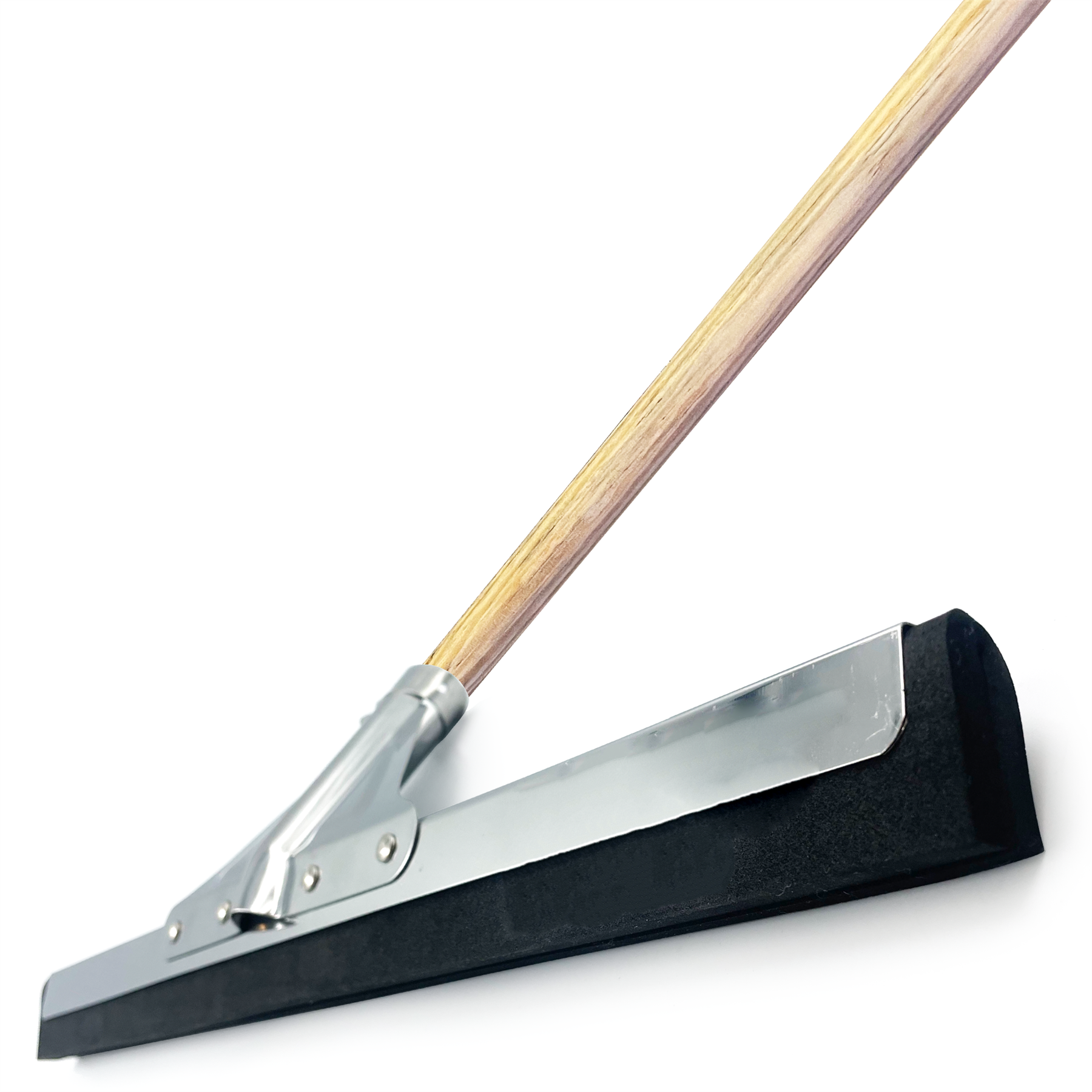18" Black Foam Floor Squeegee Blade and Wooden Handle - The Dustpan and Brush Store