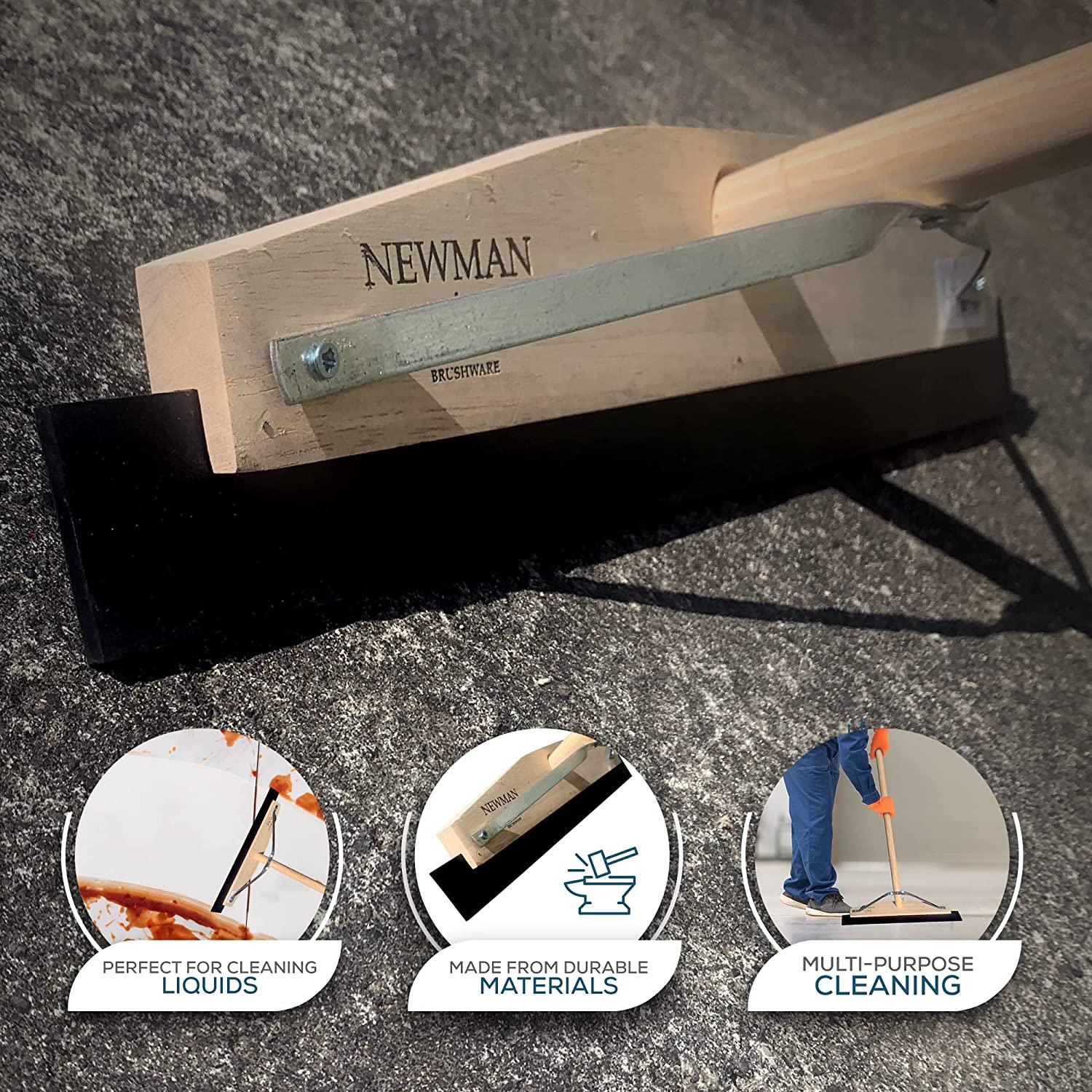 18" Newman and Cole Wooden Floor Squeegee with 1 1/8 Taper Handle - The Dustpan and Brush Store