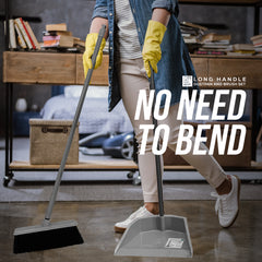 Grey Long Handled Dustpan and Brush