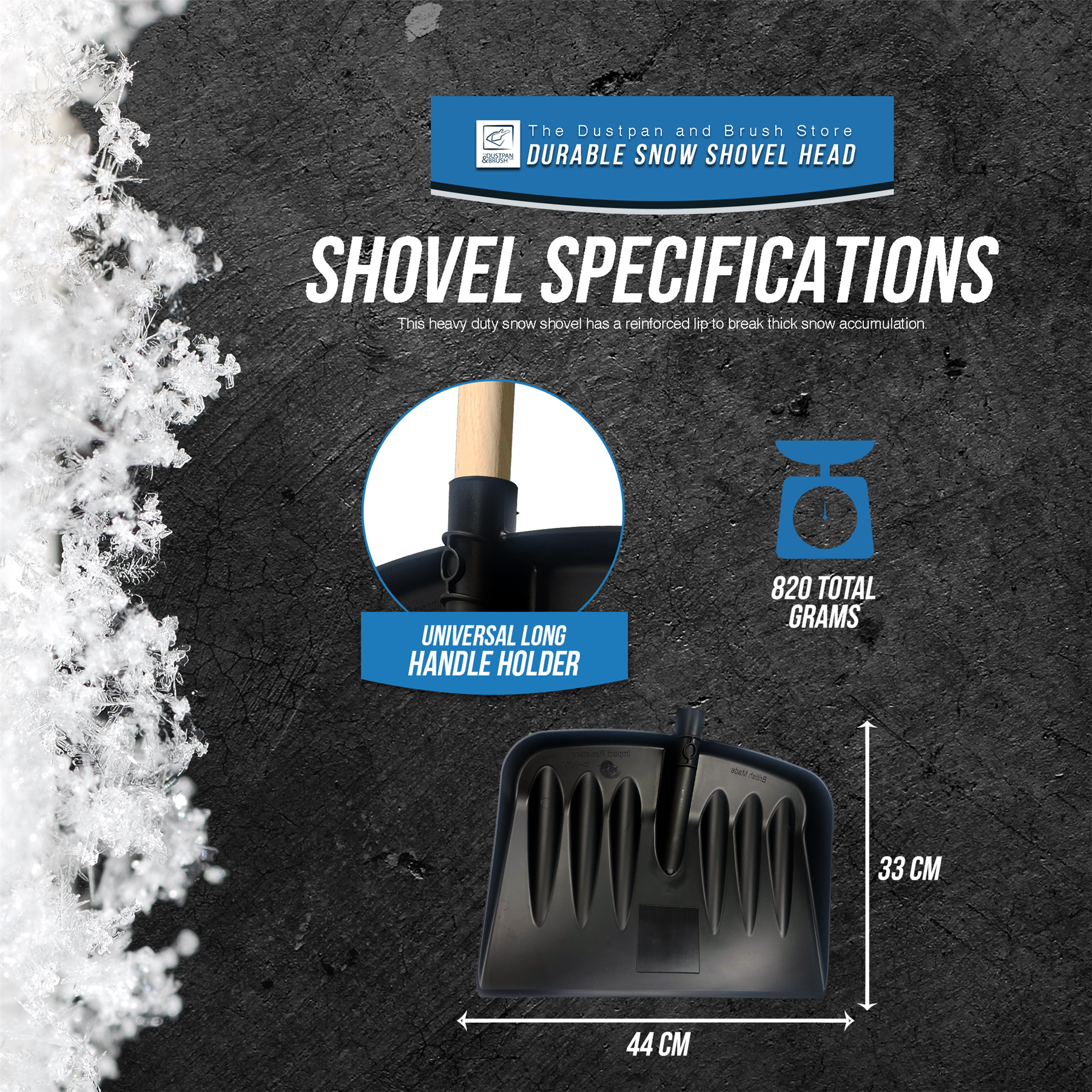 Plastic Snow Shovel Scoop Head - The Dustpan and Brush Store